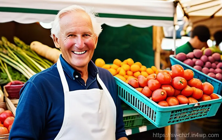 식재료 활용 요리로 전달하는 사랑과 정성 - **Prompt 1: The Soul of Seasonal Harvest**
"A vibrant, bustling outdoor farmers' market bathed i...