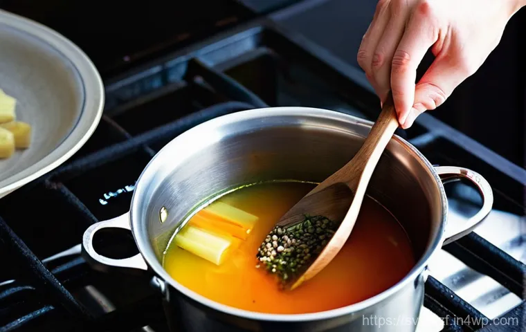 식재료 활용으로 만드는 수프 레시피 - **Prompt: The Chef's Creative Transformation in a Cozy Kitchen**
    A wide-angle shot capturing a w...