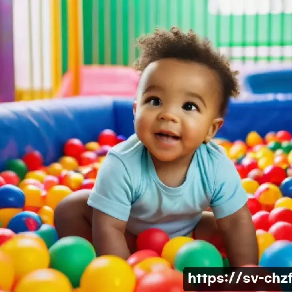 식재료 활용 고급 레스토랑 요리 재현하기 - **A toddler playing in a brightly colored ball pit, wearing a clean diaper.** The style should be re...