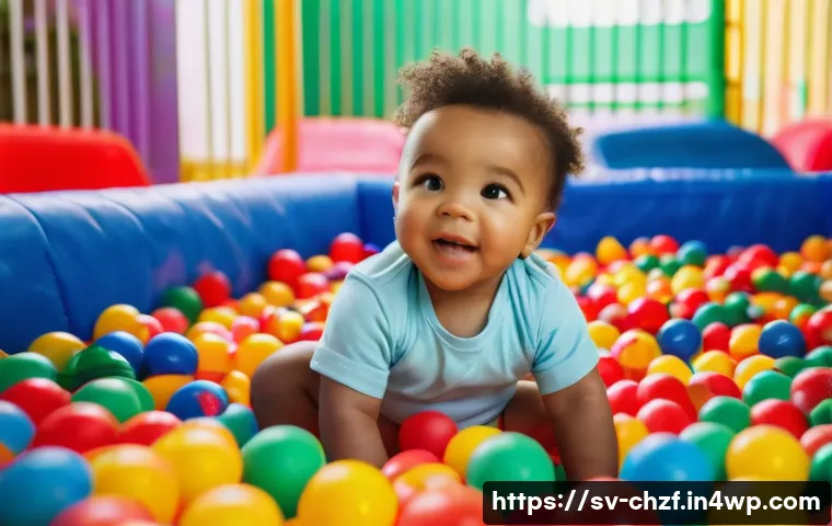 식재료 활용 고급 레스토랑 요리 재현하기 - **A toddler playing in a brightly colored ball pit, wearing a clean diaper.** The style should be re...