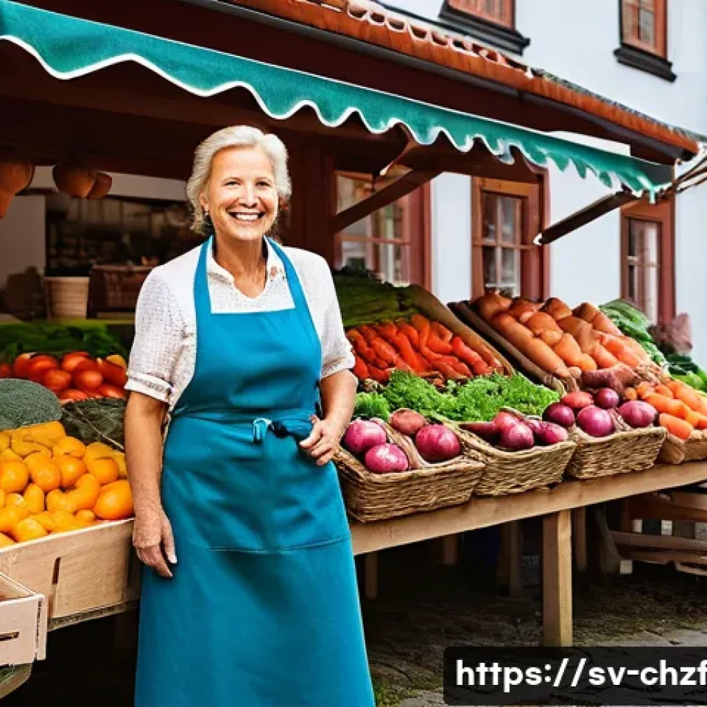 식재료 활용 요리 전통 vs 현대 - **Prompt 1: Vibrant Swedish Farmer's Market Scene**
A lively and colorful outdoor farmer's marke...